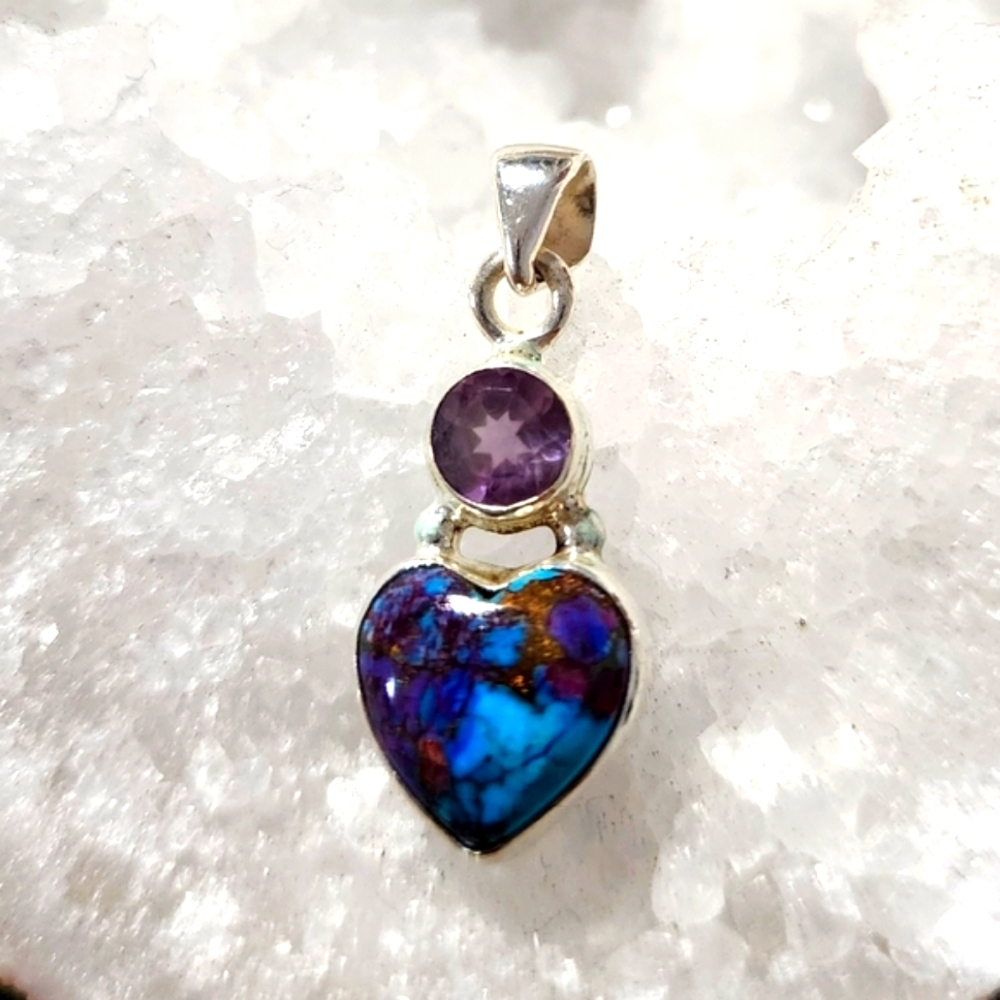 Amethyst and Mohave Turquoise Pendant Sterling Silver